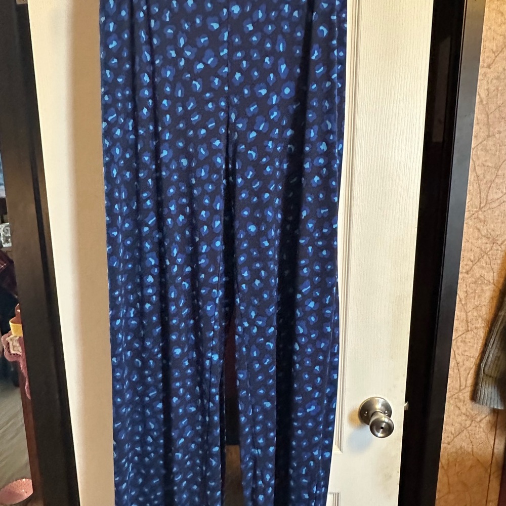 IMAN Blue Leopard Print wide leg Pants